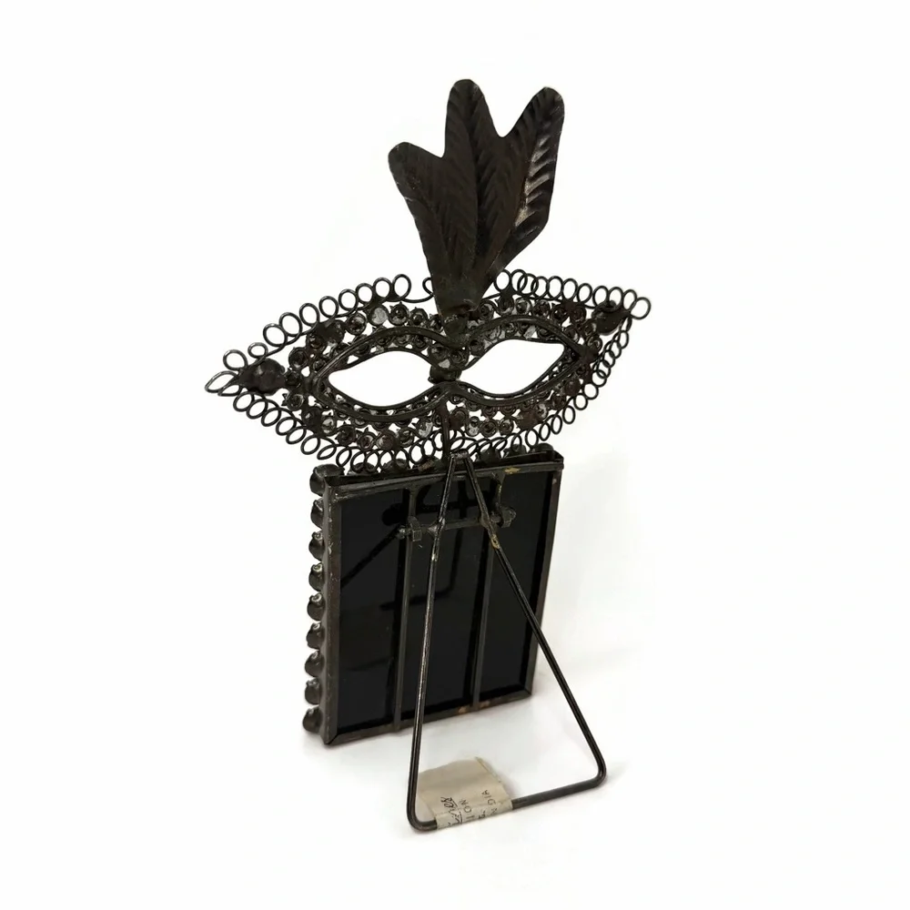 Small Metal Rhinestone Masquerade Mask Picture Frame